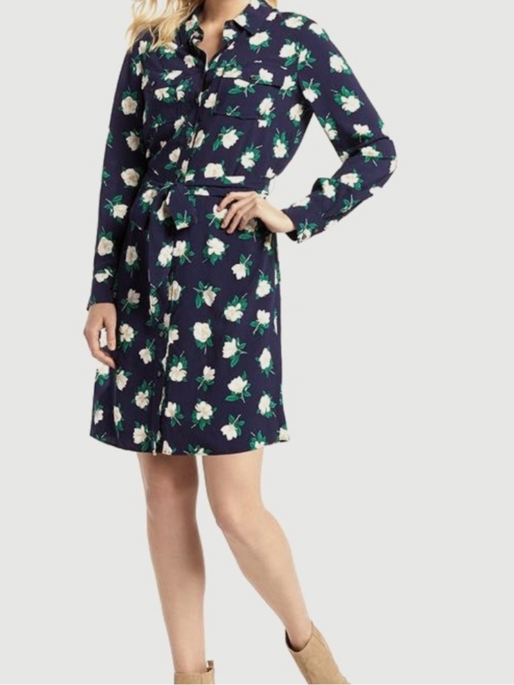 Draperw James Magnolia Shirt Dress in Nassau Navy size 14 NWT
